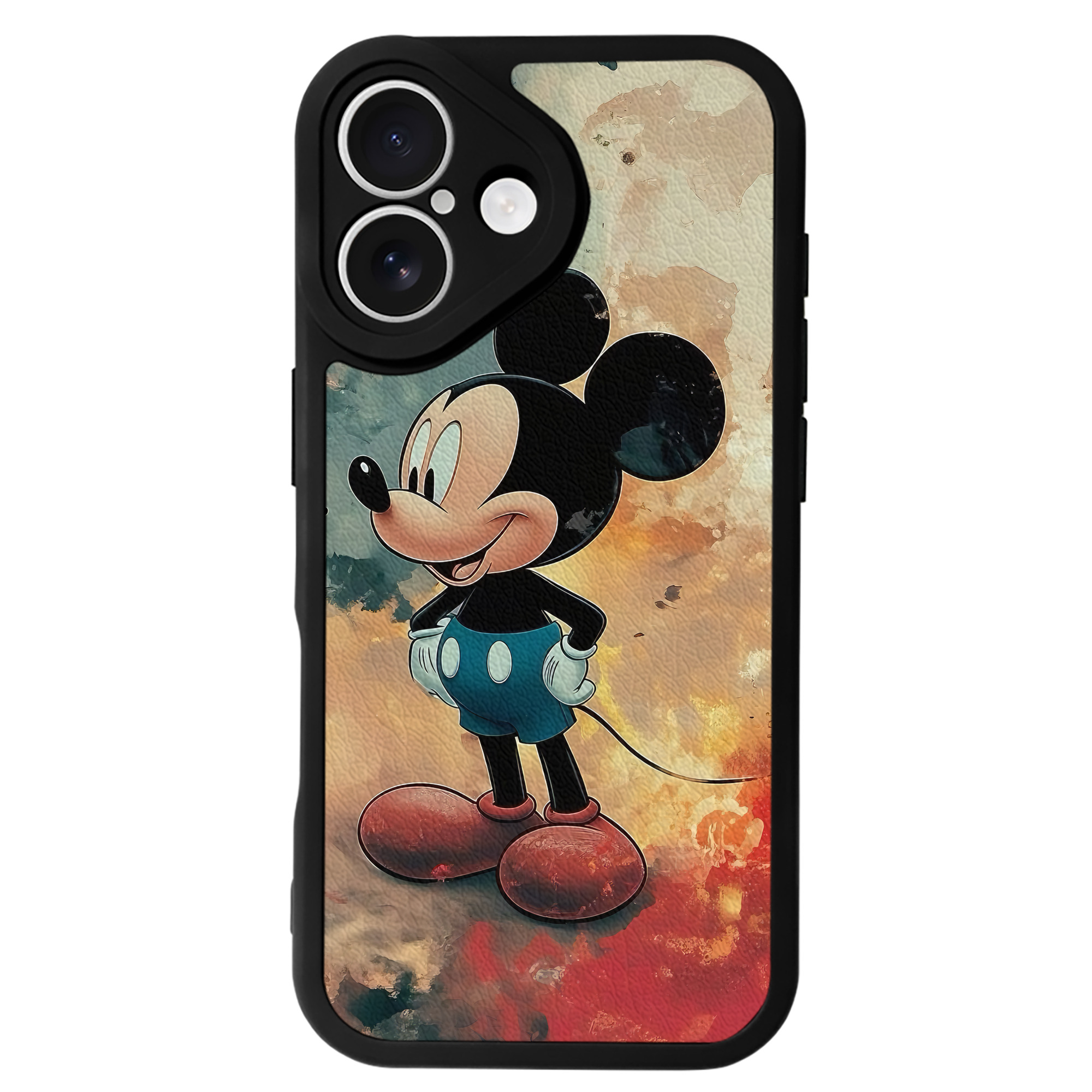 （画像用） ミッキーマウス Mickey Mouse 【iPhone 16シリーズ対応】シリコンスマホケース（レザー調） 材質：シリコン